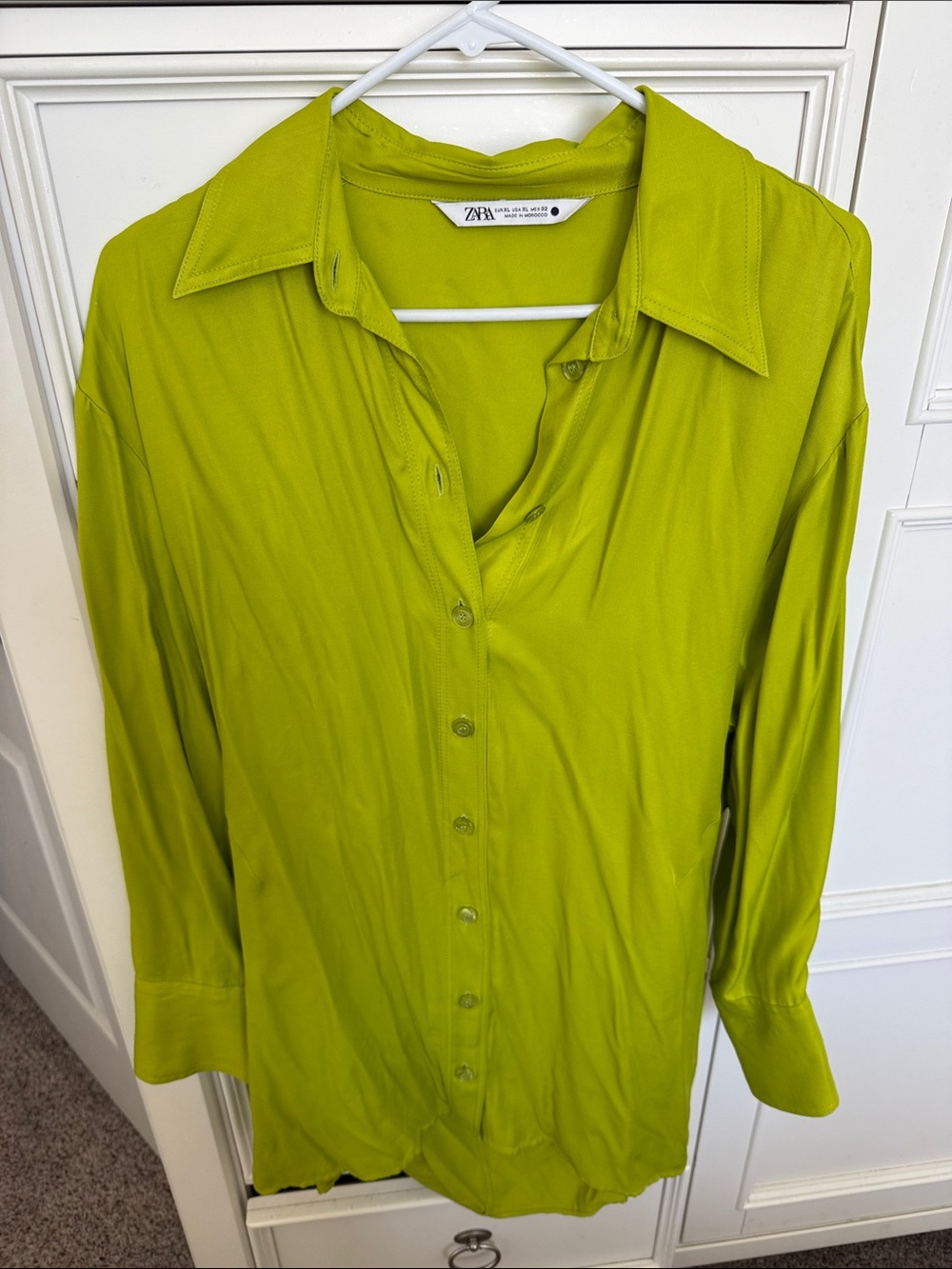 Zara Lime Green Button-Down Shirt Dress